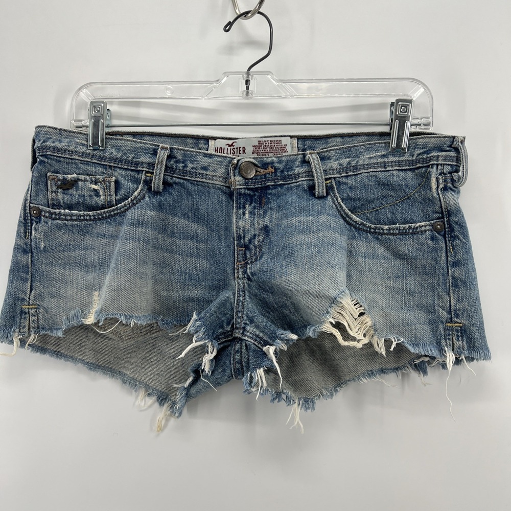 Hollister Low Rise Cut Off Denim Shorts Women 7 Y2K Mini Micro Booty Hot Pants